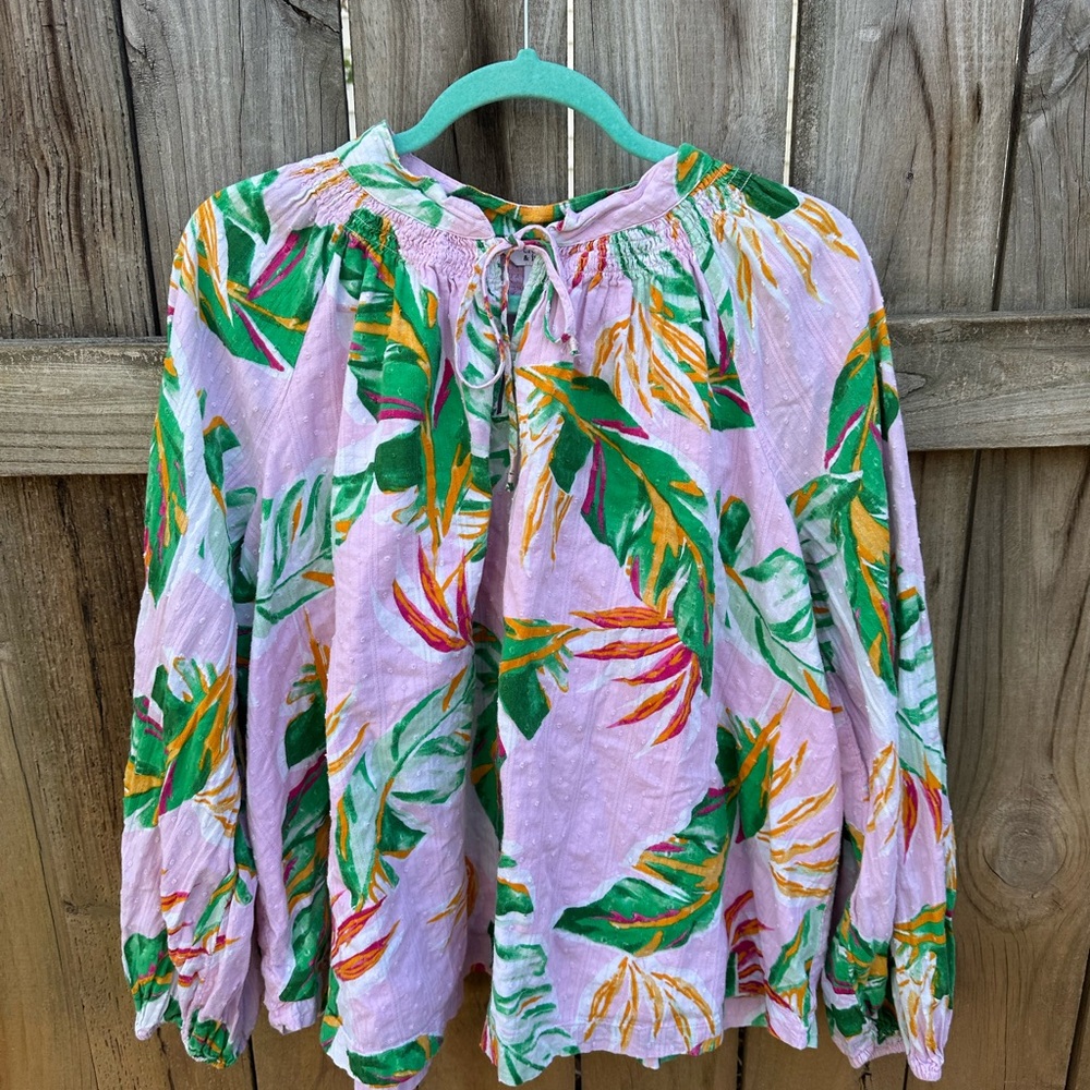 Crown & Ivy cotton pink fern blouse